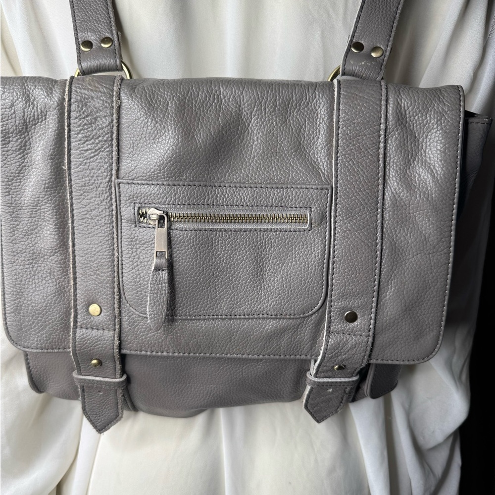 VereVerto Gray Leather Convertible Backpack Purse